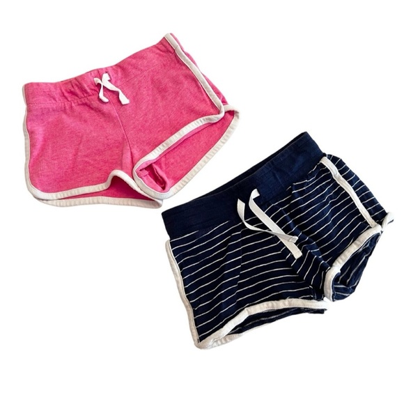 OshKosh B’Gosh and Cat & Jack Vibrant Pink 4T & Navy Striped Girls 5T Kid Shorts - Picture 1 of 5